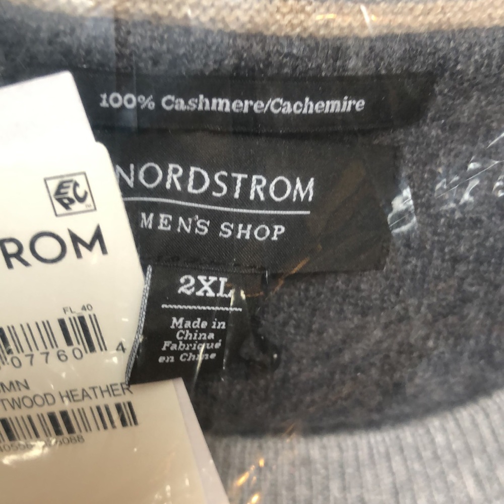 Nordstrom Cashmere Crewneck Sweater, Size 2XL - Grey - Picture 5 of 9
